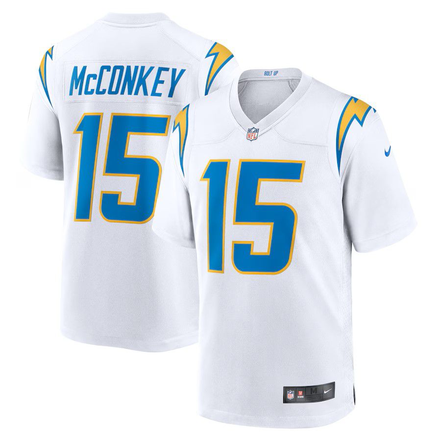 Men Los Angeles Chargers 15 Ladd McConkey 2025 Nike White Game NFL Jersey